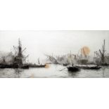 W L Wyllie Signed etching “Royal Albert Dock” with