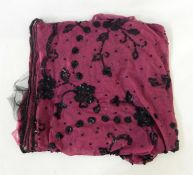 Late 19th century pink net overskirt(?) heavily embroidered with black sequins and beads