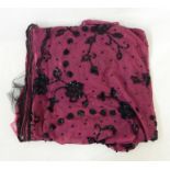 Late 19th century pink net overskirt(?) heavily embroidered with black sequins and beads