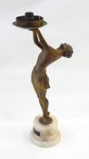 Art Deco bronzed-effect metal female figure table lamp in the form of female figure semi reclining