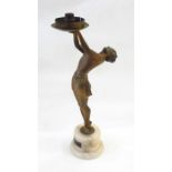 Art Deco bronzed-effect metal female figure table lamp in the form of female figure semi reclining
