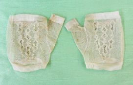 Pair of early 19th century mittens, lace with extremely fine silk knitted edges