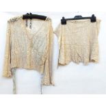 Silver lame vintage (probably 1920's) jacket with bell sleeves, a vintage lace top and skirt (