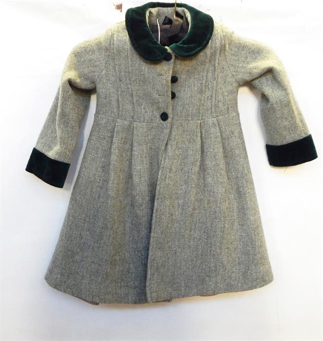 Child's green woollen coat made by Laura Ashley at the Cambrian Factory, Welsh Tweed and Woollens,