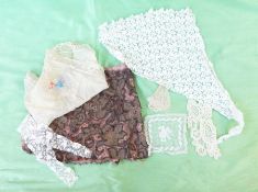 Large quantity of vintage and other lace trimmings, crocheted pieces, etc (2 boxes)  and a bag of