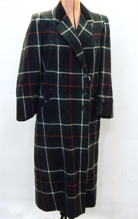 Vintage black wool suit labelled 'Hamper & Fry, Cirencester' and a check full length woollen coat - Image 3 of 3