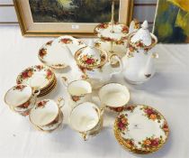 Royal Albert 'Old Country Roses' tea/coffee service comprising six teacups, saucers, plates, teapot,