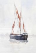 M Nadin Watercolour drawing  Sailing boat, 29cm x 20cm  Owen C Benson  Oil on board "Girl in a Straw