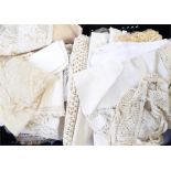 Quantity of table linen, mats, tablecloths, etc and some pieces of lace (1 box)