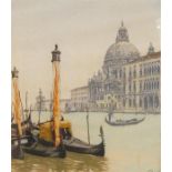 Unattributed Aquatint Venetian canal scene, signed Unattributed Watercolour drawing Scene of