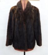 Brown vintage mink jacket labelled 'Myer Melbourne Furriers', three-quarter length