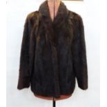 Brown vintage mink jacket labelled 'Myer Melbourne Furriers', three-quarter length