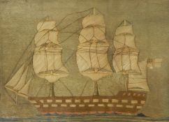 Antique woolwork picture of a galleon in full sail  Re: Enquiry - Vintage Fashion, Textiles & 20th