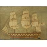 Antique woolwork picture of a galleon in full sail  Re: Enquiry - Vintage Fashion, Textiles & 20th