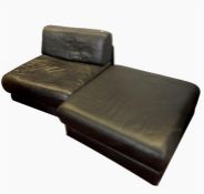 De Sede Swiss leather folding armchair bed and matching pouffe, which also converts to single bed,