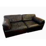 De Sede Swiss 1970's leather two-seater sofa in the form of two sections with removable arms, each