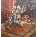 Jane Corsellis (1940) NEAC, RBA, ARWA, ARWS)  Oil on canvas "The Rose Reflected", signed, 64cm