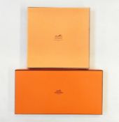 Two Hermes scarf boxes, one rectangular and one square (2)