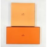 Two Hermes scarf boxes, one rectangular and one square (2)
