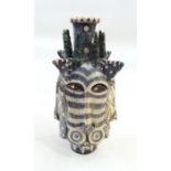 Amanda Popham  (b.1954) stoneware 'Blending into the Background' bottle vase, cylindrical and