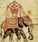 Eric Suriya Sena  Ceremonial elephant on fabric and four Thai/South East Asian pictures