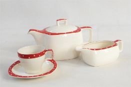 1950's Midwinter Stylecraft 'Red Domino' pattern part dinner service designed by Jessie Tait, mainly