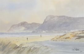 Philip Cloete (1936)  Watercolour drawing  South African beach scene (possibly Cape Town), signed