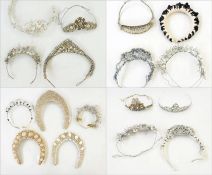 Quantity of head dresses mainly made with vintage materials, including diamante, faux pearls,