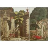 After Simon Palmer (b.1956) Handcoloured etching  "Escape to the Country", figures in car outside