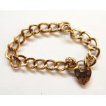 9ct gold curb-link pattern bracelet with padlock clasp, 16g approx