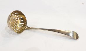 Antique silver coloured metal sugar sifting spoon, Provincial/foreign marks (B. CZ)