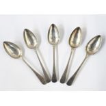 Set of five George III Old English feather-edged tablespoons, London 1810, 9.5oz approx