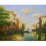 P Manatti Oil on canvas  Venetian scene, signed lower right