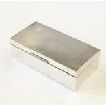 Early 20th century silver rectangular cigarette box of Art Deco design, with engine turned
