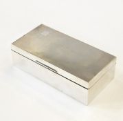 Early 20th century silver rectangular cigarette box of Art Deco design, with engine turned