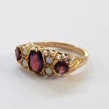 9ct gold, garnet and opal set ring, 4g approx in total