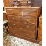 Victorian walnut chest of two short and three long graduated drawers, with later brass ornate