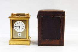 19th century AguillesFrench repeating alarm carriage clock having swing shaped hooped handle,