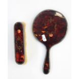 Silver and faux-tortoiseshell backed mirror and clothes brush (2)