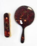 Silver and faux-tortoiseshell backed mirror and clothes brush (2)