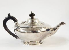 Victorian squat silver teapot with ebony finial and handle, by Walter Morrisse, London 1858,