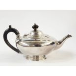 Victorian squat silver teapot with ebony finial and handle, by Walter Morrisse, London 1858,