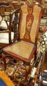 Early 18th century chinoiserie japanned chair in red and gold, possibly Flemish, with foliate carved