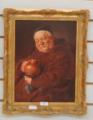 Pap,  Karoly (1918)  Oil on board  Portrait of a jovial monk, signed lower left 'P.K', 39cm x 27cm.