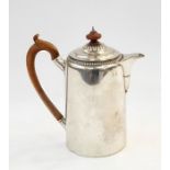 George III silver coffee pot of plain tapered design with egg and dart border decoration to the lid,