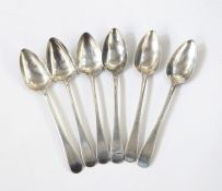 Set of six Old English feather-edged silver dessert spoons, Edinburgh 1817, 6oz approx