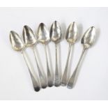 Set of six Old English feather-edged silver dessert spoons, Edinburgh 1817, 6oz approx