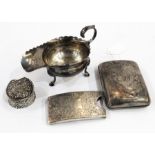 Early 20th century silver sauceboat, the base inset with George III silver coin, by Thomas
