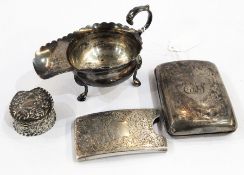 Early 20th century silver sauceboat, the base inset with George III silver coin, by Thomas