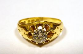 Gentleman's 18ct gold solitaire diamond ring, stone in claw setting, weight approx 7.5g, stone
